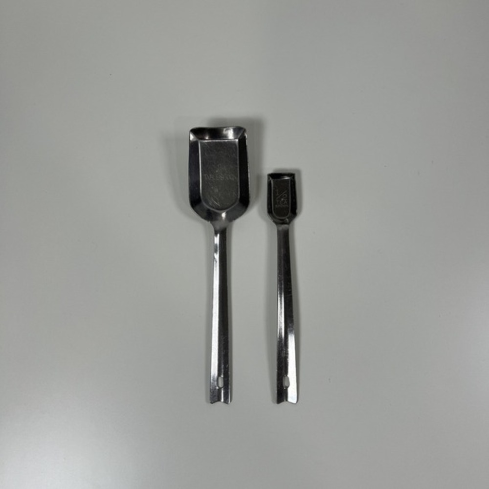 VTG Long Handle Shovel Style Stainless Measuring Spoon Set of 2 Japan MCM 1950s